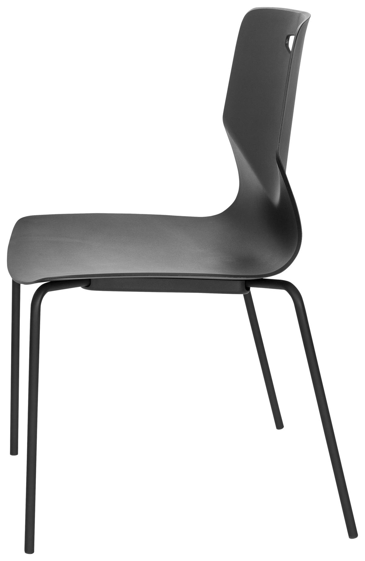 Besucherstuhl Stapelbar Schwarz Bis 130 Kg - Schwarz, MODERN, Kunststoff/Metall (46/87/55cm) - MID.YOU