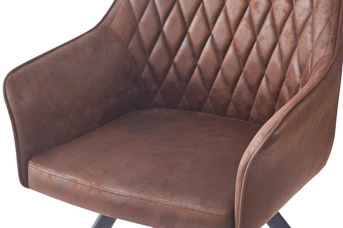 Armlehnstuhl Amber 225 - Dunkelbraun/Grau, MODERN, Textil/Metall (60/86,5/63,5cm) - Kayoom