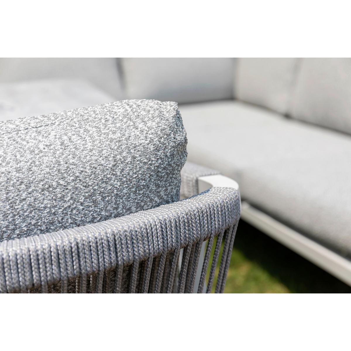 DINING-LOUNGESET HARVEY XL - Weiß/Grau, MODERN, Glas/Textil - Gardenson