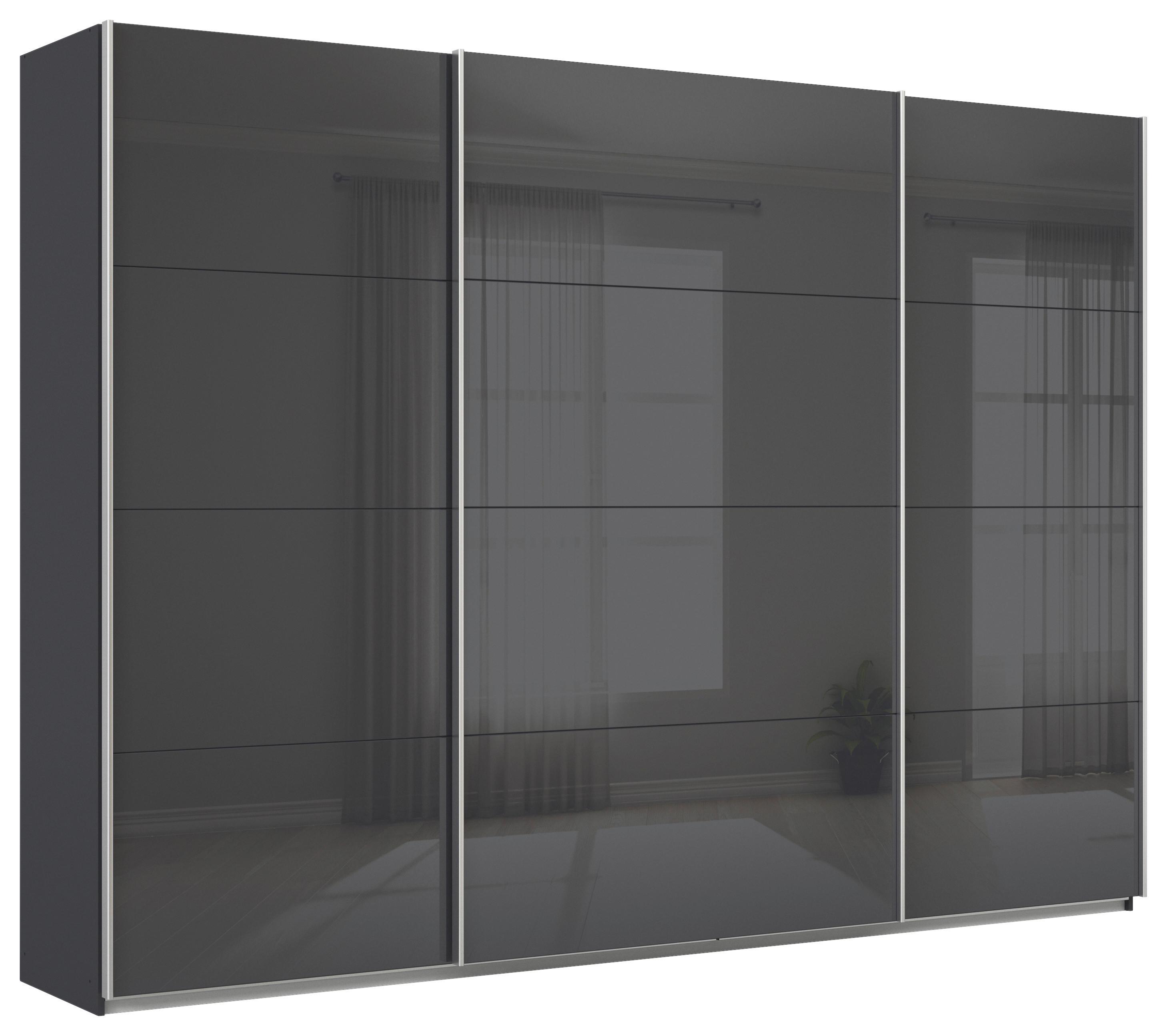 Schwebetürenschrank Feldkirch 315 Maxihöhe - Anthrazit/Anthrazit Hochglanz, MODERN, Glas/Holzwerkstoff (315/229/62cm)