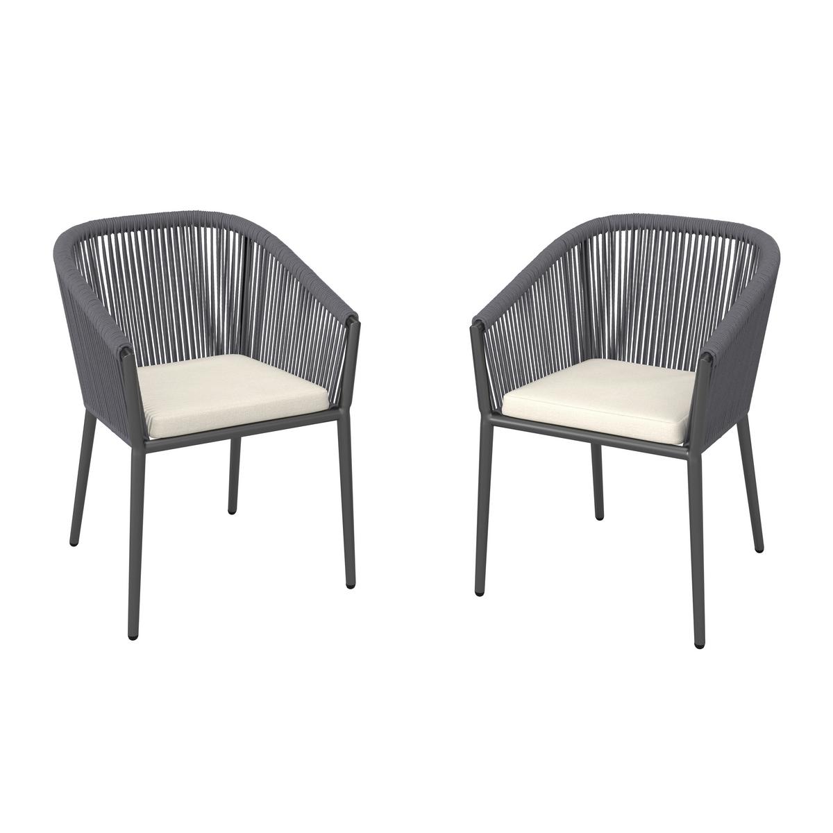 SADA ZAHRADNÍCH KŘESEL BENICIA - bílá/černá, Moderní, kov/textil (55/76/63cm) - Bessagi Garden