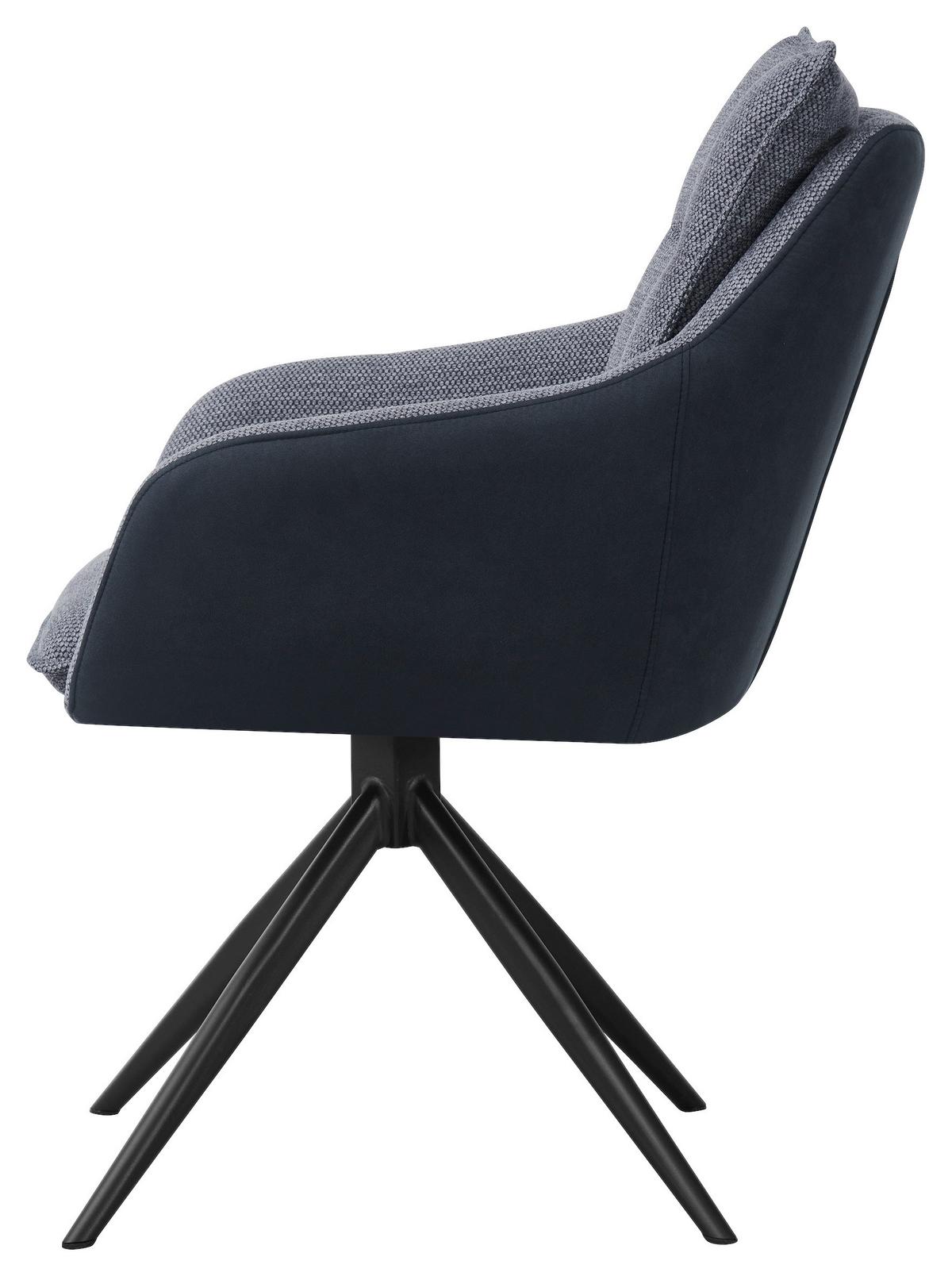 Armlehnstuhl Emilia II Webstoff grau, B: 60cm - Schwarz/Grau, MODERN, Holz/Textil (60/88/65cm)