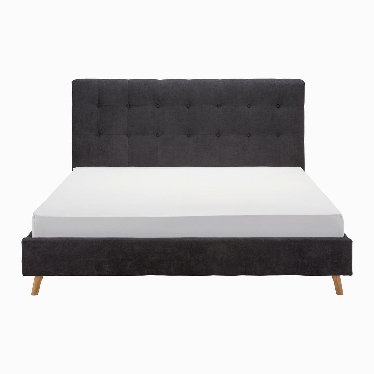 Čalouněná postel RONJA černá - černá/přírodní barvy, Moderní, kov/dřevo (180/200cm) - Bessagi Home