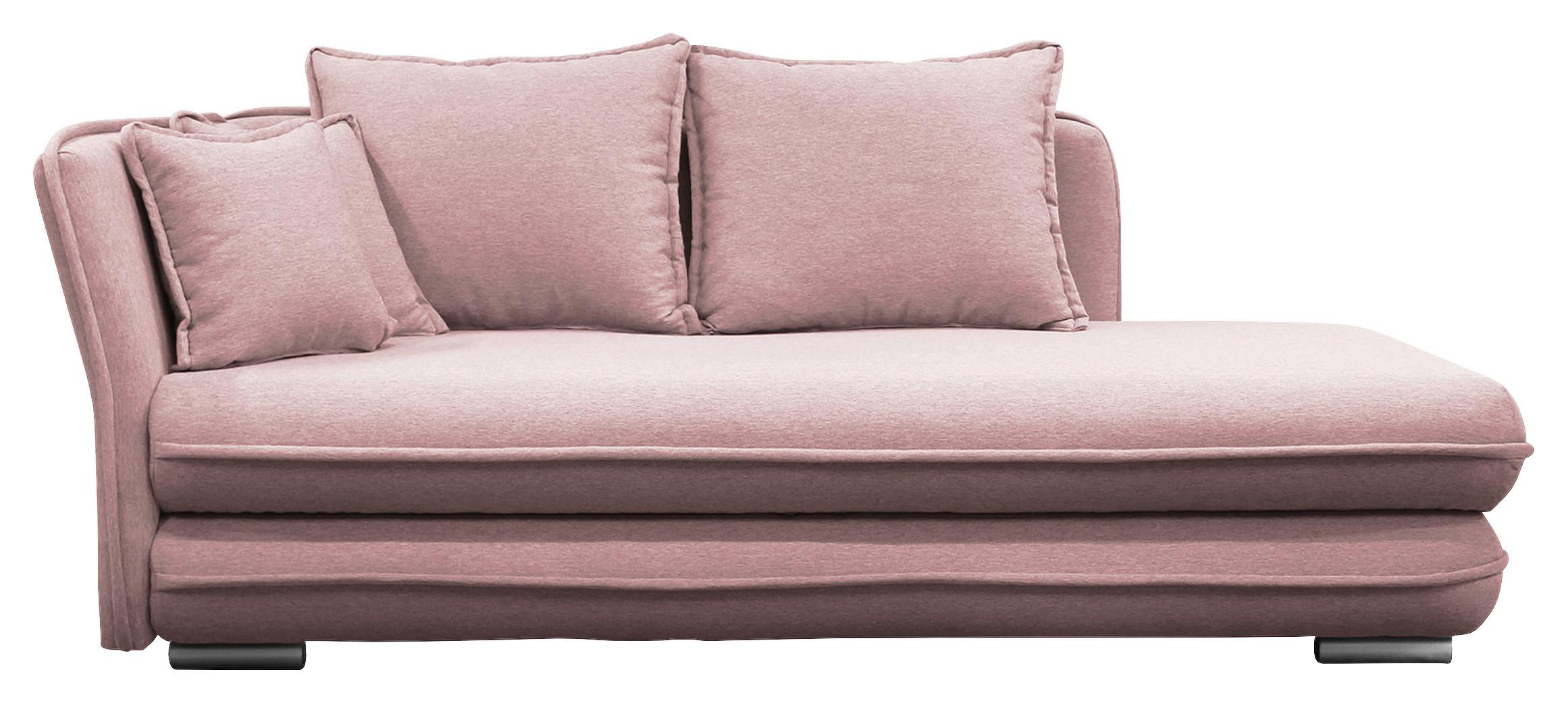 Liege Latte Rosa Inkl. Bettkasten Ottomane Links - Silberfarben/Rosa, Design, Textil (107/84/99/224cm) - MID.YOU
