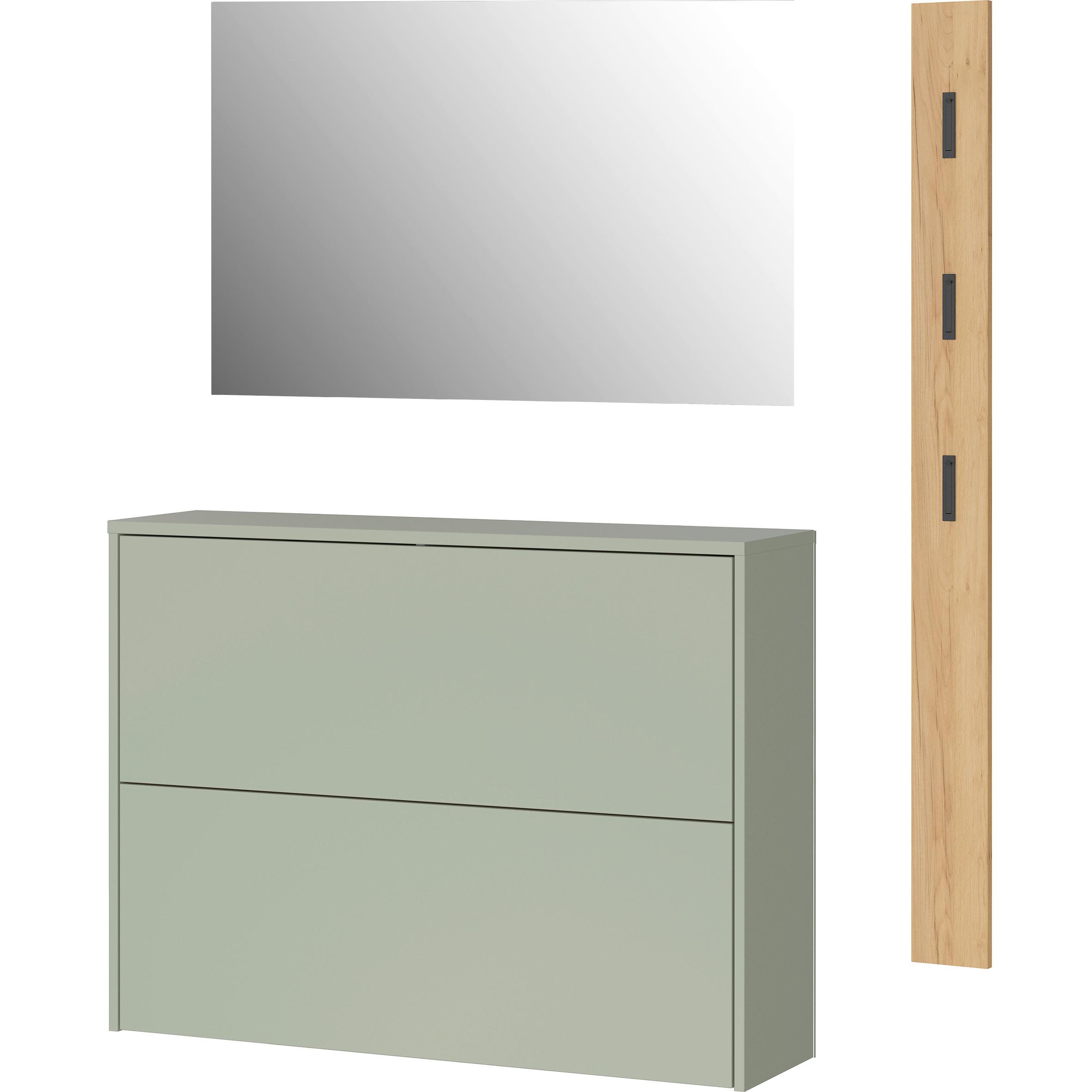 Garderobe Gw-binetto 3-teilig Grün/eichefarben B: 130 Cm