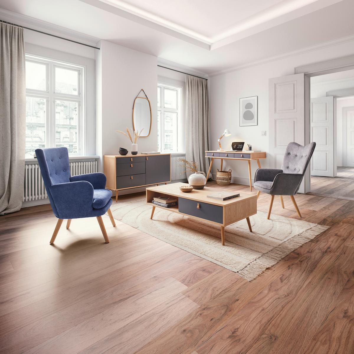 Široká komoda LENA prírodné farby/sivá - svetlohnedá/sivá, Modern, drevo/kompozitné drevo (120/75/40cm) - Bessagi Home