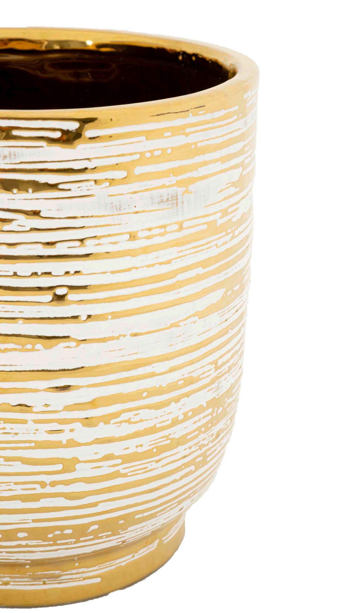 Vase Holder Melody Set 2 Pcs Weiß, Goldfarben B: 23 Cm - Goldfarben/Weiß, Basics, Keramik (23/24/23cm)