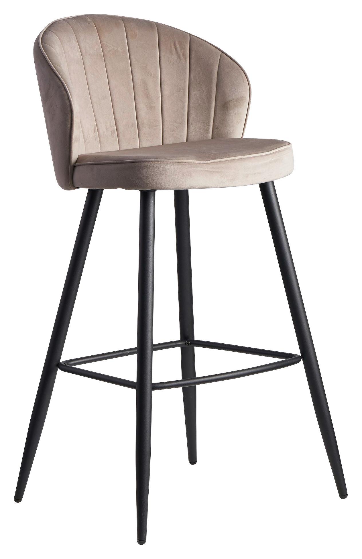 Barhocker Wohnling B: 56 cm Beige - Beige/Schwarz, MODERN, Textil/Metall (56/102,5/52,5cm) - MID.YOU
