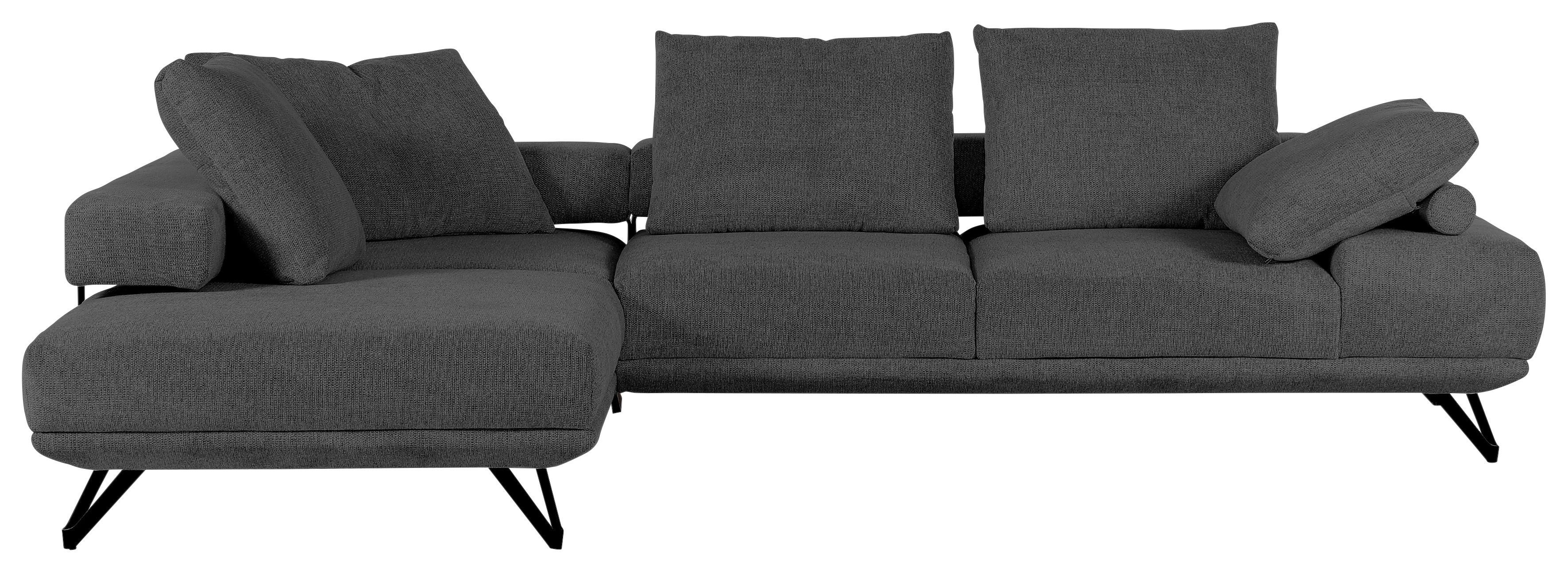 Ecksofa Bolzano - Dunkelgrau/Schwarz, KONVENTIONELL, Textil (240/310cm) - MID.YOU