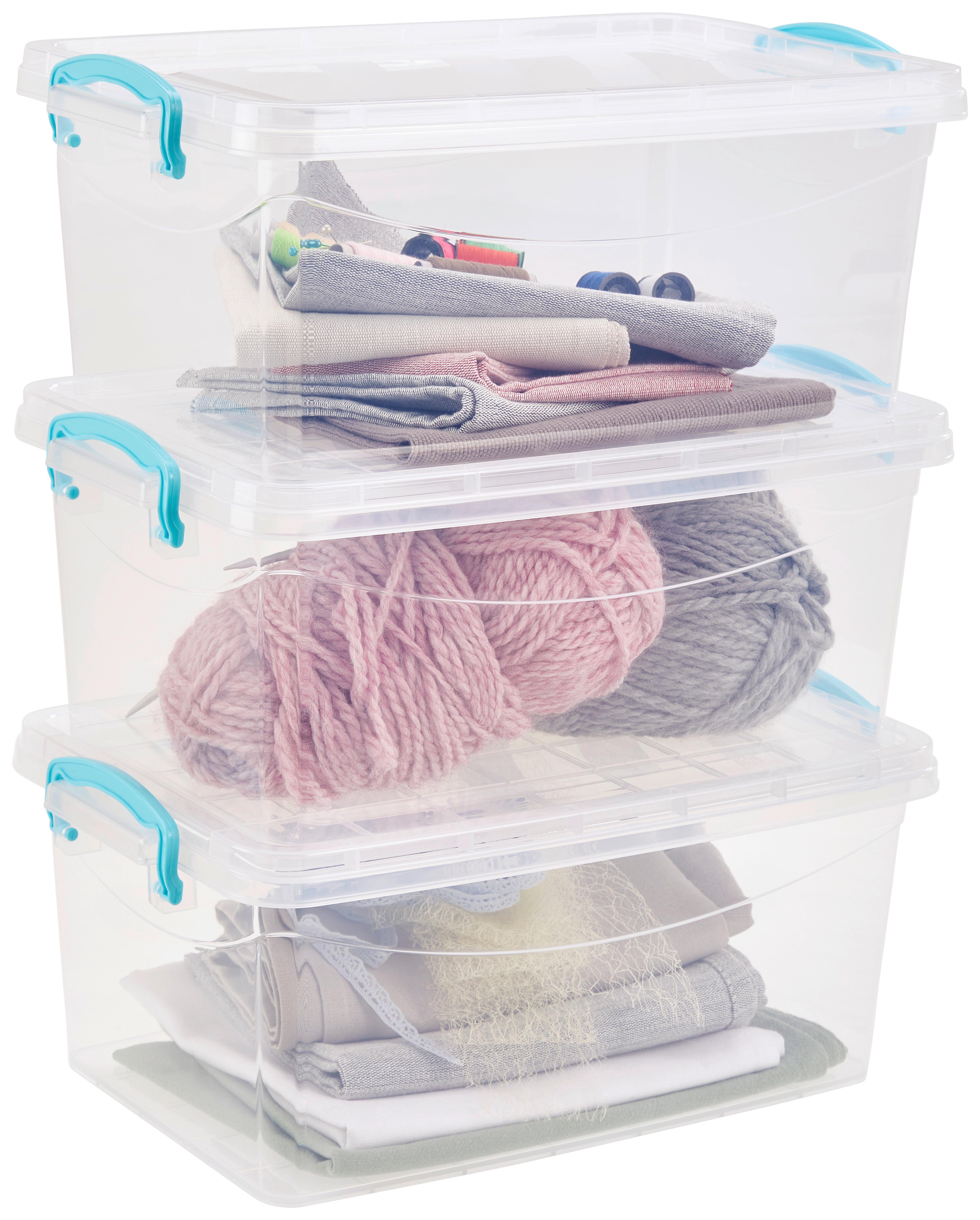 Aufbewahrungsbox Daris mit Deckel 3er-Set Je 8,5 L - Blau/Transparent, Basics, Kunststoff (37/24,5/15cm) - Homezone