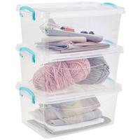 Aufbewahrungsbox Daris mit Deckel 3er-Set Je 8,5 L - Blau/Transparent, Basics, Kunststoff (37/24,5/15cm) - Homezone