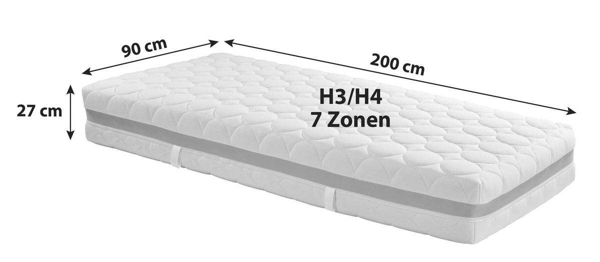 Komfortschaummatratze Silvy Deluxe 90x200cm Fest - Weiß, Textil (90/200cm) - Primatex Deluxe