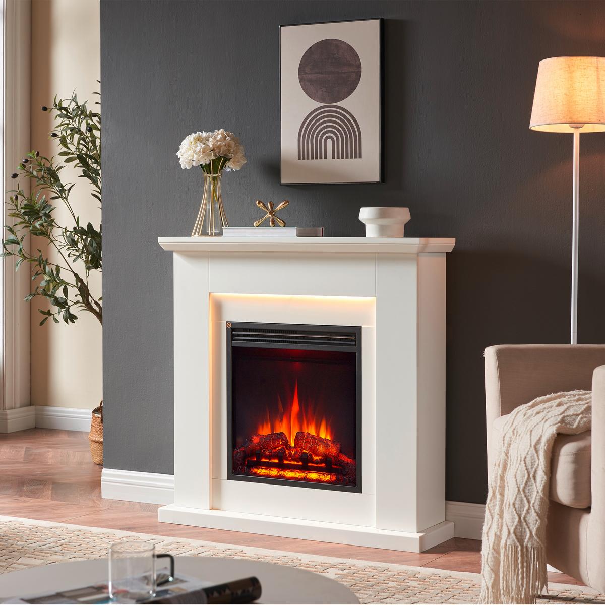 Elektrokamin Pandora - Weiß, Basics, Holzwerkstoff/Metall (89/88/25cm)