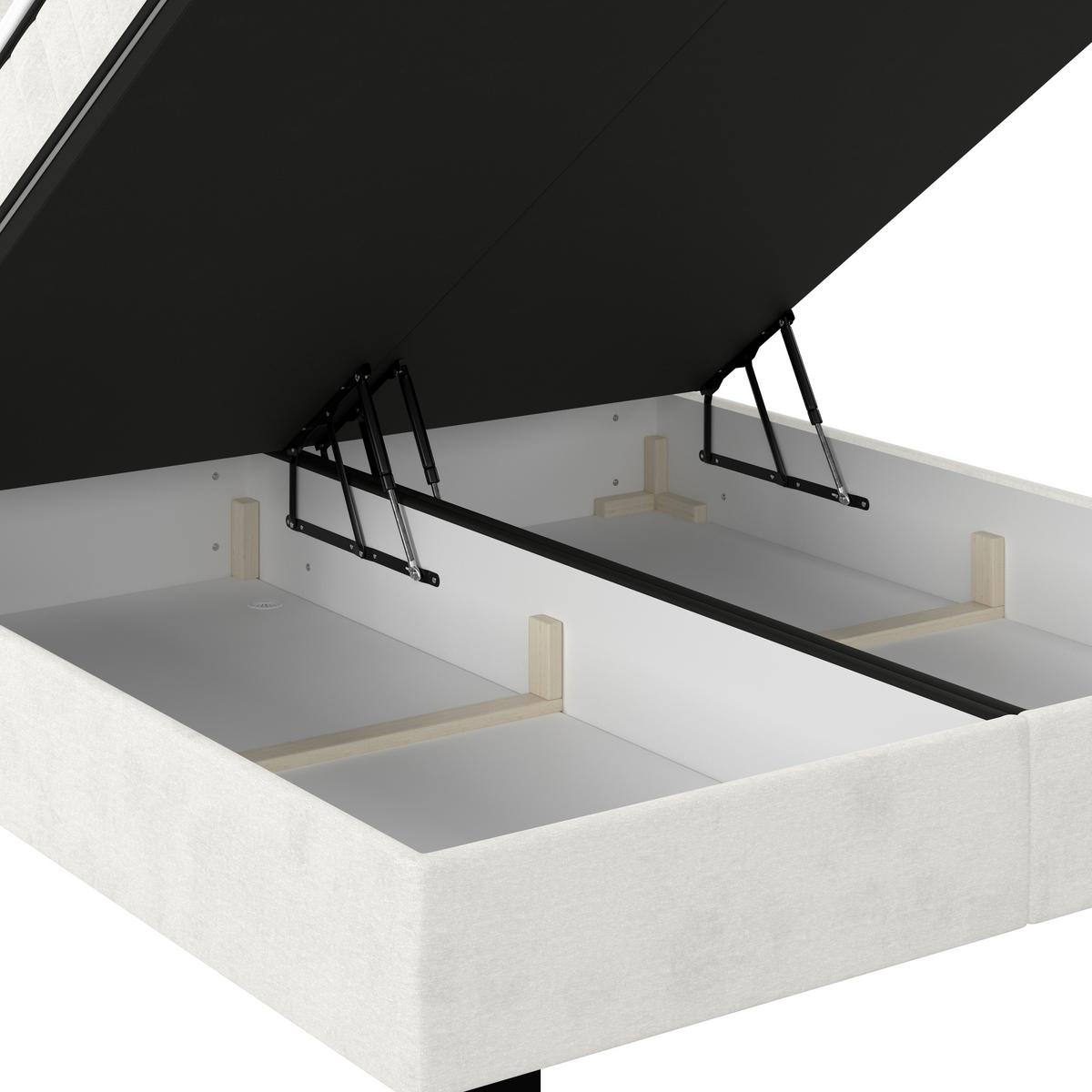 Boxbett Maya inkl. Bettkasten Cremefarben 200x220 cm - Creme/Schwarz, MODERN, Holz/Holzwerkstoff (200/220cm)