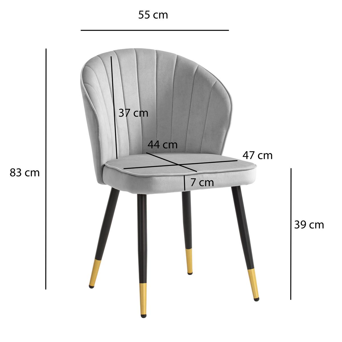 Stuhl-Set Grau B: 55 cm - Goldfarben/Schwarz, Design, Textil/Metall (55/83/53cm) - MID.YOU