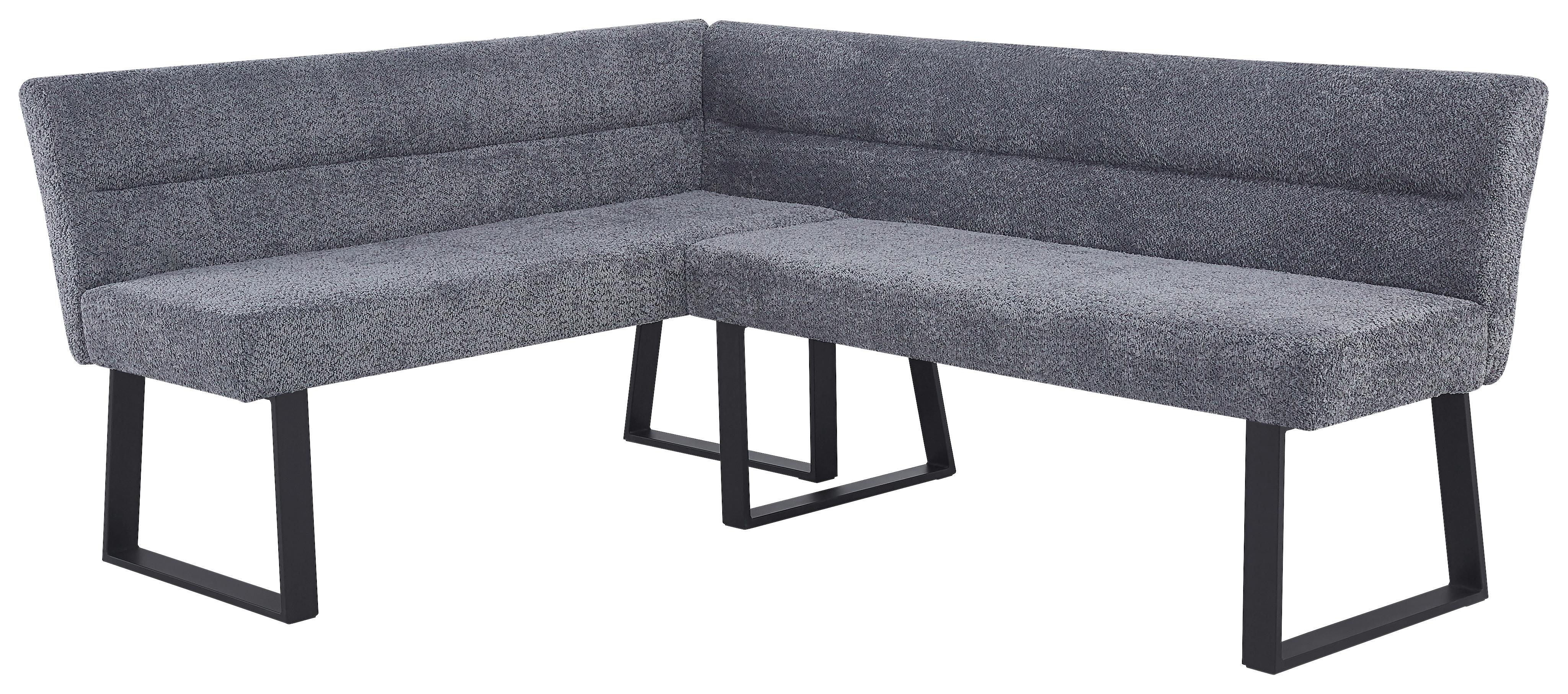 Eckbank Kea Leinenoptik Grau, S: 150x190cm - Schwarz/Grau, KONVENTIONELL, Textil/Metall (150/190cm) - MID.YOU