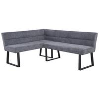Eckbank Kea Leinenoptik Grau, S: 150x190cm - Schwarz/Grau, KONVENTIONELL, Textil/Metall (150/190cm) - MID.YOU