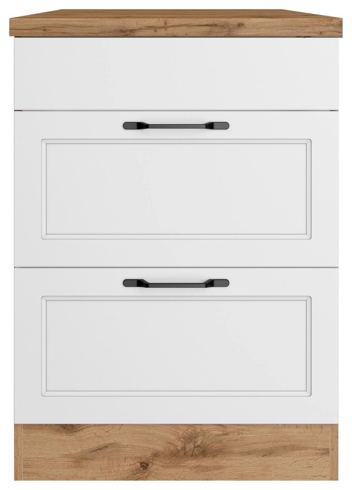 Kochfeldumbauschrank Meran B: 60 cm Weiß/Eiche Dekor - Eiche Wotan/Weiß, LIFESTYLE, Holzwerkstoff (60/86/60cm) - Held