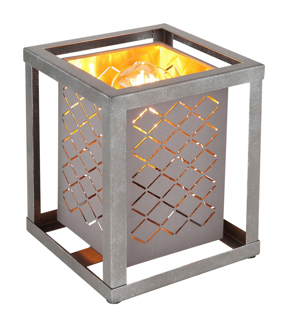 Tischlampe Grau/schwarz/ Silber/gold Mit Schalter - Silberfarben/Goldfarben, Design, Textil/Metall (17/17/22cm) - Globo