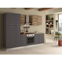 Küchenzeile Freia Mit Kühlschrank 285 Cm - Walnussfarben/Alufarben, LIFESTYLE, Holzwerkstoff/Kunststoff (285cm) - MID.YOU