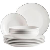 Tafelservice  Felise Porzellan 6 Personen Geschirr Set - Schwarz/Weiß, Trend, Keramik - Mäser