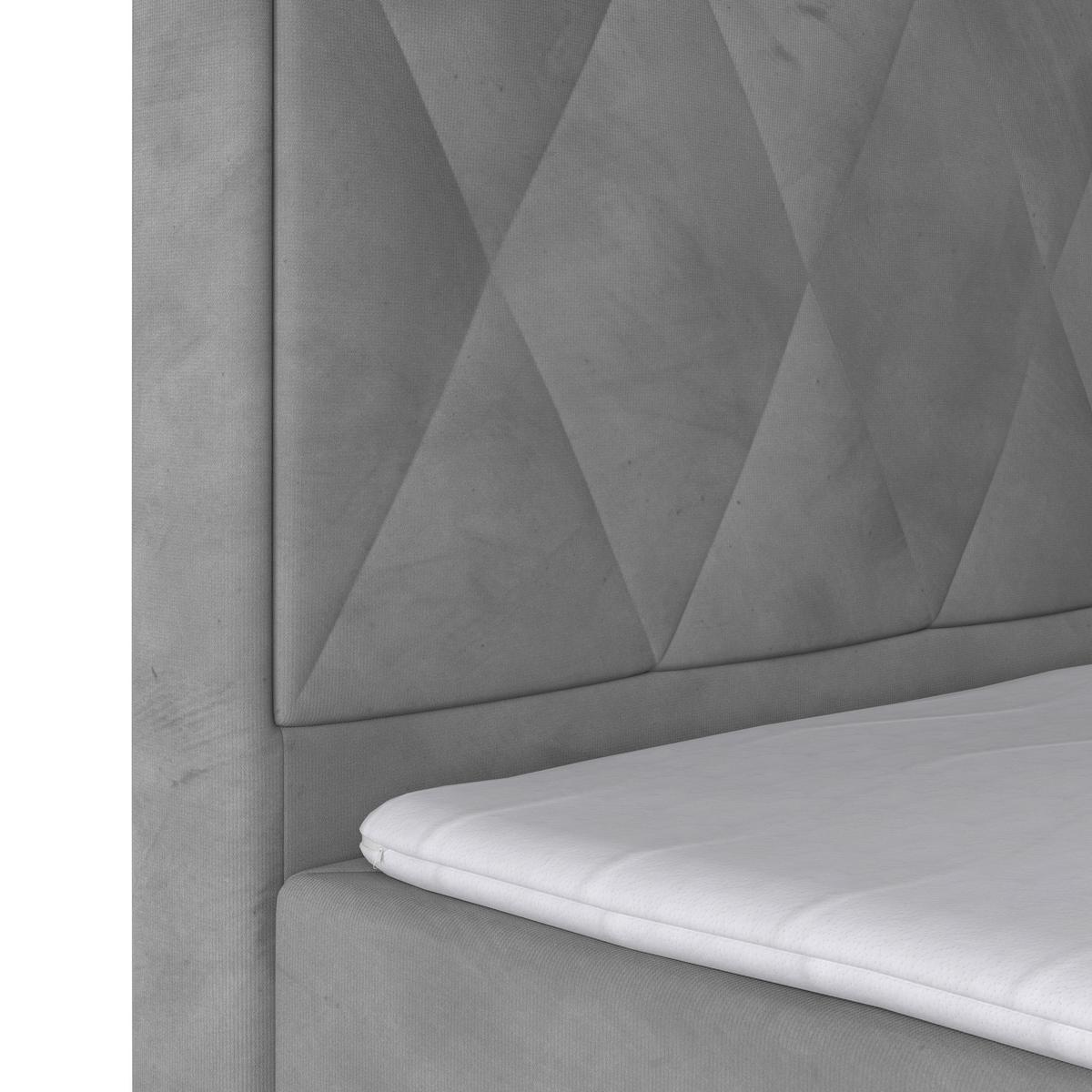 Boxspringbett mit Bettkasten Porto 180x200 cm Hellgrau - Hellgrau/Schwarz, MODERN, Karton/Holzwerkstoff (180/200cm) - MID.YOU