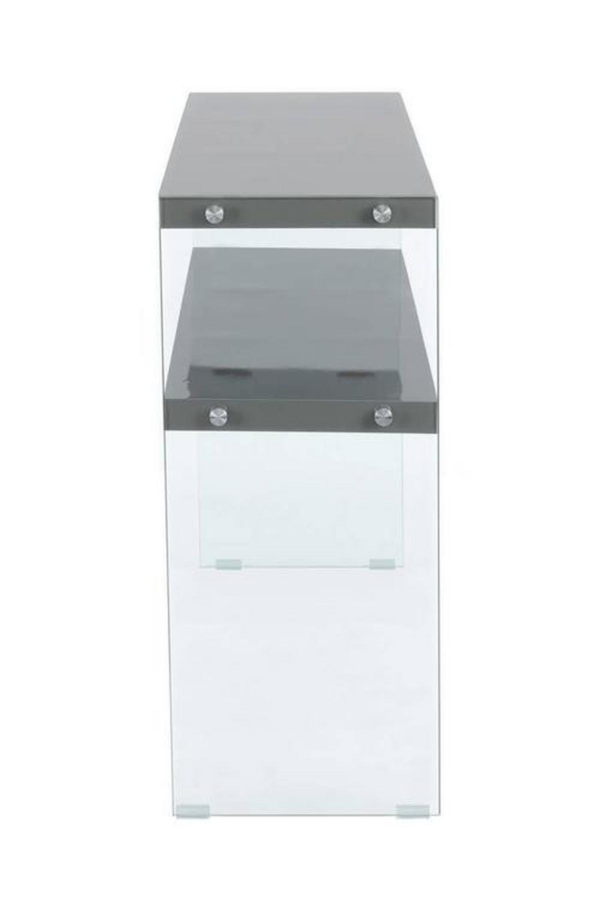 Beistelltisch mit Ablage Elementary Grau - Klar/Grau, Basics, Glas/Holzwerkstoff (32/110/75cm) - Kayoom