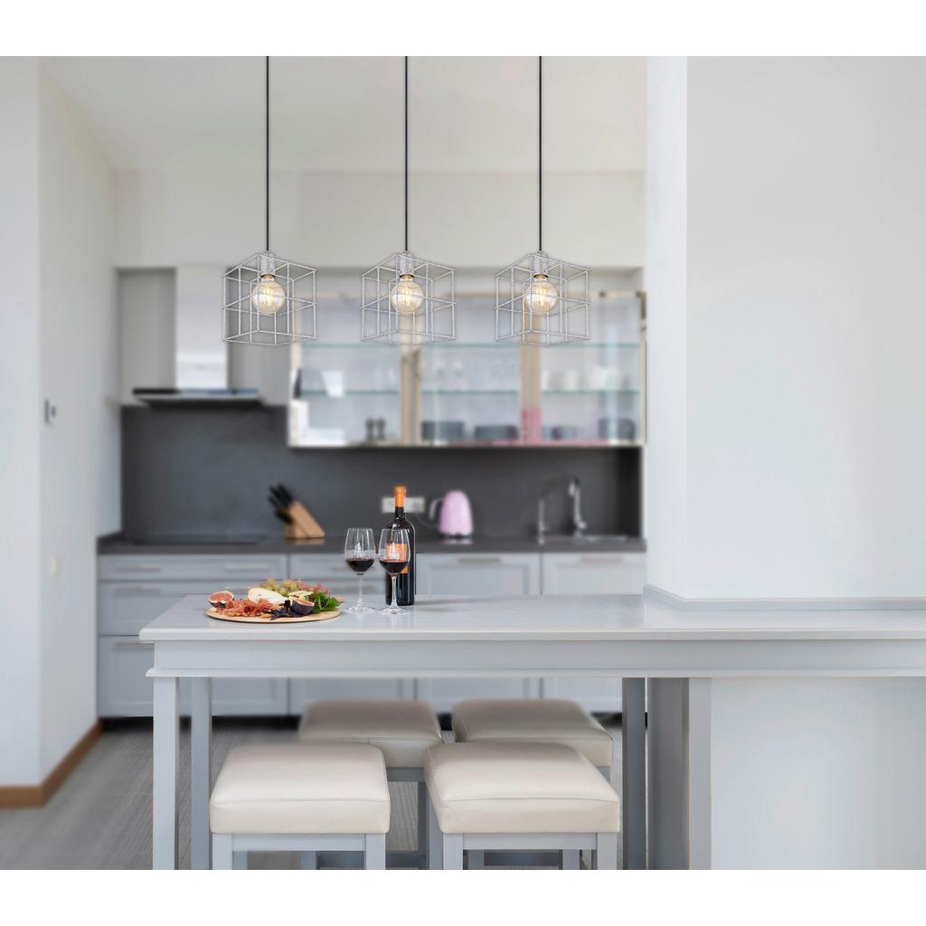 Hängeleuchte Merril H: 129 cm 3-Flammig Zinkfarben