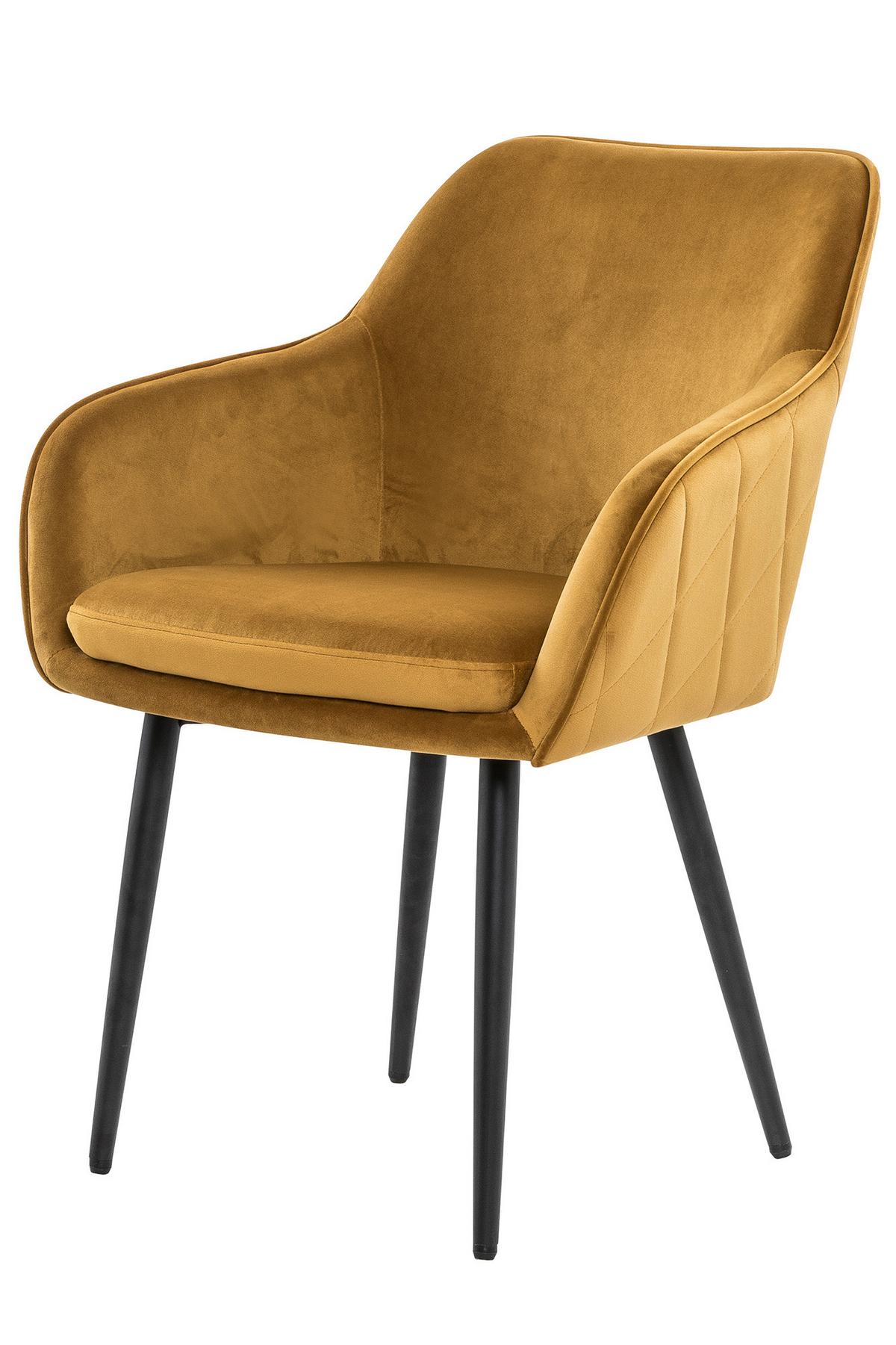 Tischgruppe Akazie Massiv/Senfgelb 6--Teilig. - Senfgelb/Naturfarben, MODERN, Holz/Textil (200/100/76,5cm) - Livetastic