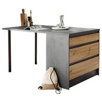 Kücheninsel Troja Anthrazit/ Eiche Dekor 180x90x91 Cm - Anthrazit/Eiche Artisan, Design, Holzwerkstoff (180/91/90cm) - MID.YOU