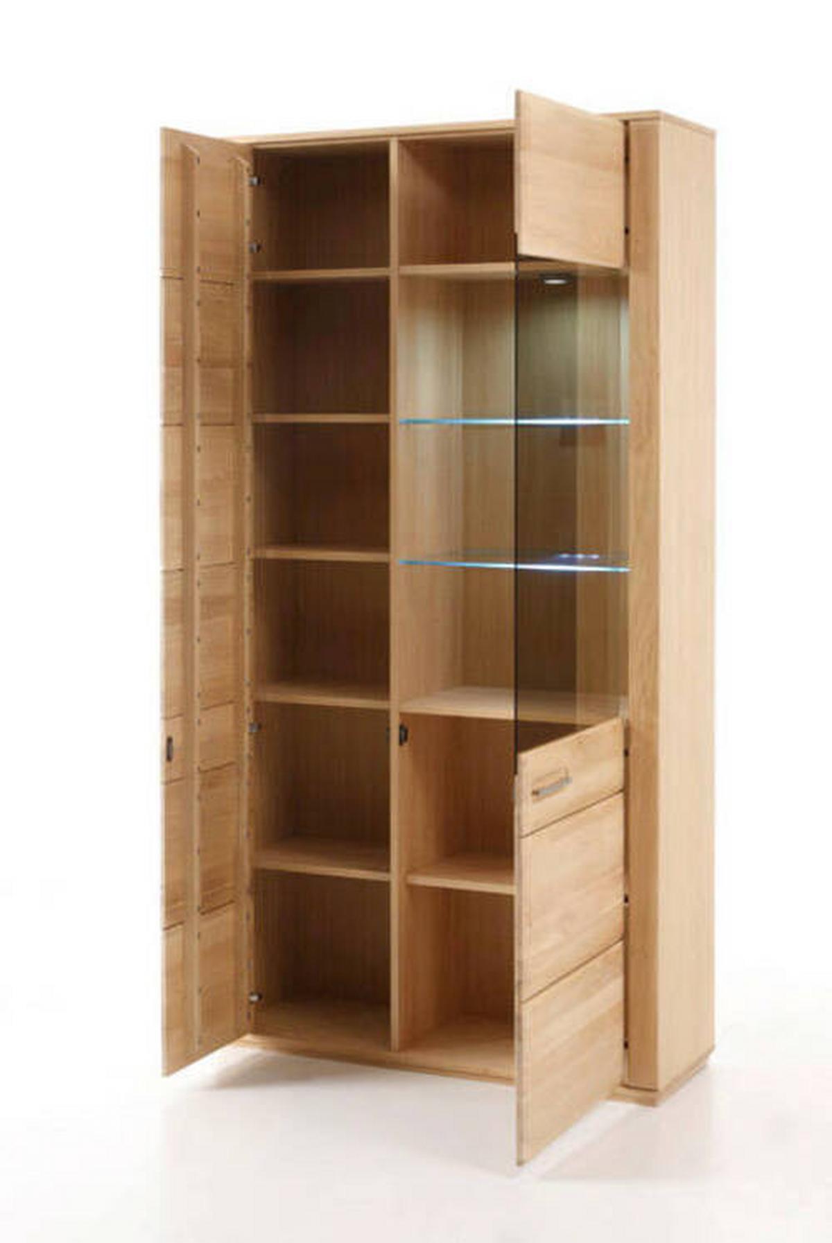 Vitrine teilmassiv B: 107 cm Sena Eichefarben - Eichefarben, Design, Glas/Holz (107/209/38cm) - Livetastic