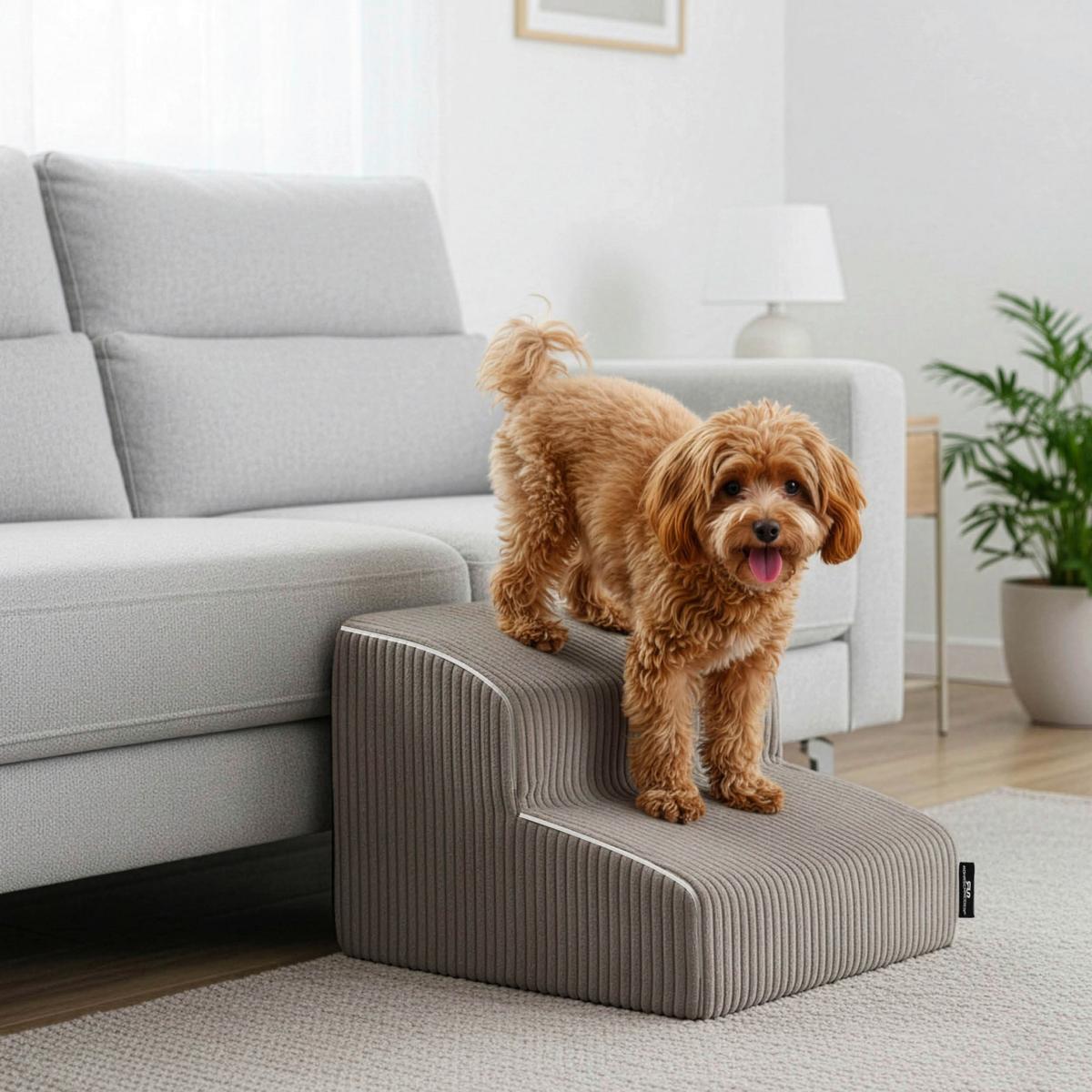 TIERTREPPE HUNDETREPPE TAUPE - Taupe, Basics, Kunststoff/Textil (39/41/30cm)