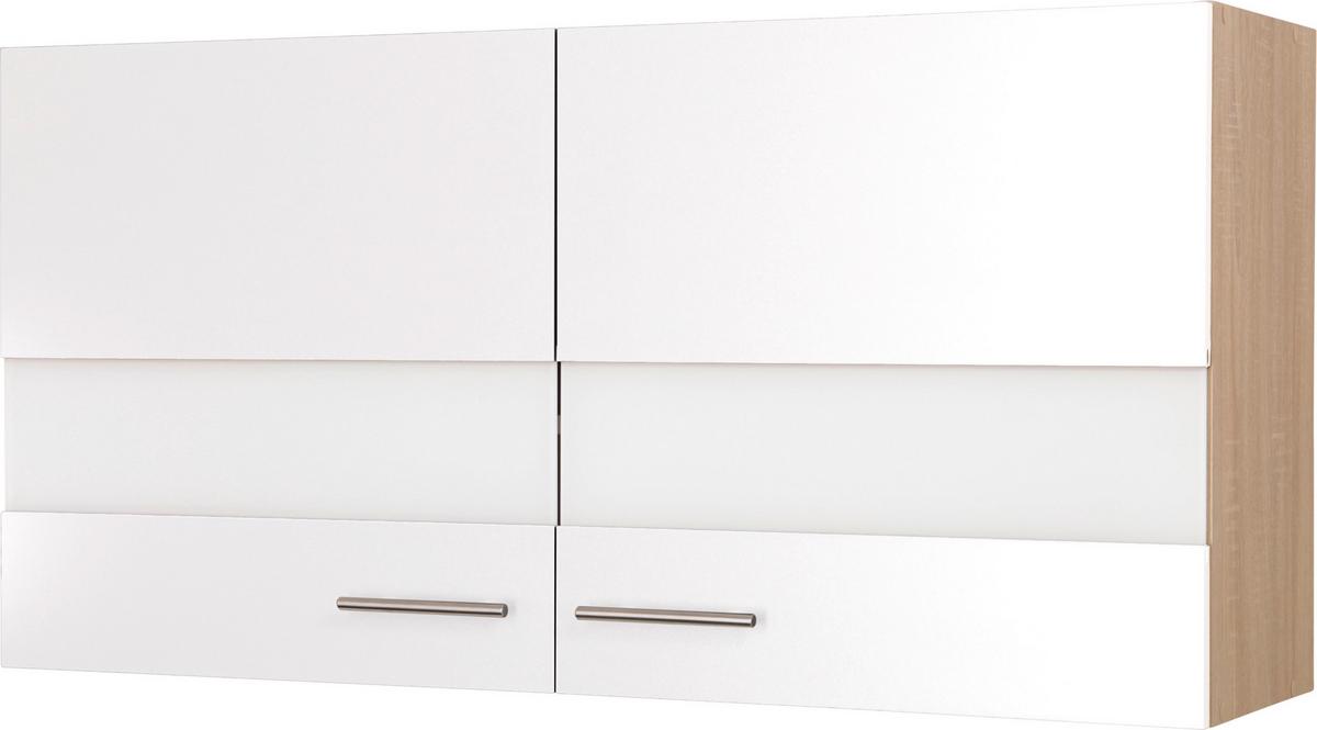 Küchenoberschrank Merle Weiß/eiche Dekor B:110cm - Eichefarben/Weiß, Basics, Glas/Holzwerkstoff (110/56,1/34,6cm) - Respekta