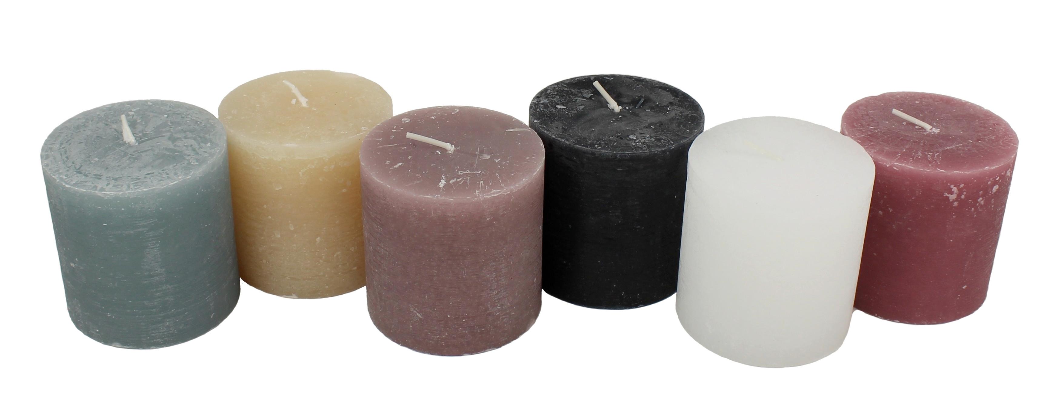 Válcová svíčka RUTH   - RUSTIK -AKT- - bílá/starorůžová, Romantický / Rustikální, textil/přírodní materiály (10/10cm) - Premium Living