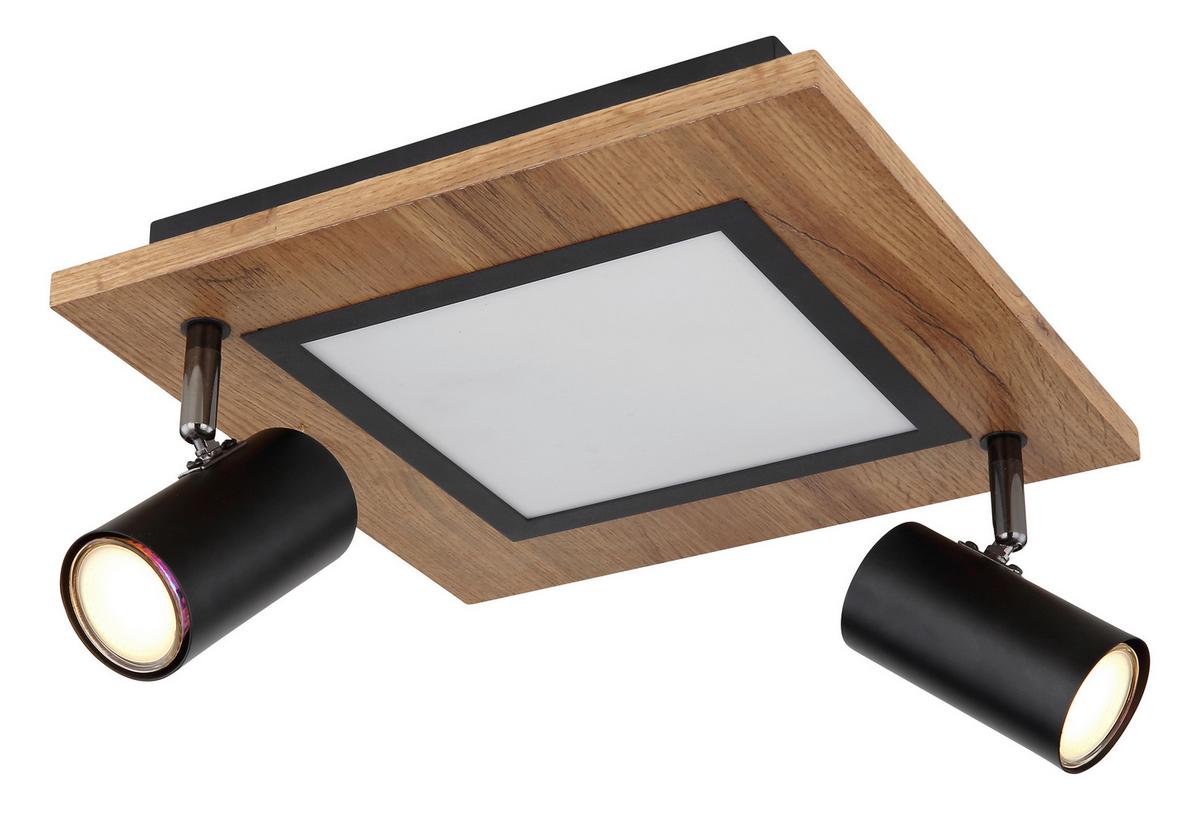 LED-Deckenleuchte L: 30 cm, 3-Flammig, Stufenschalter - Opal/Schwarz, Design, Holzwerkstoff/Kunststoff (30/30/18cm) - Globo