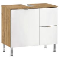 Waschbeckenunterschrank Gw-Mauresa B: 60 cm - Chromfarben/Eichefarben, KONVENTIONELL, Holzwerkstoff (60/56/34cm) - Germania