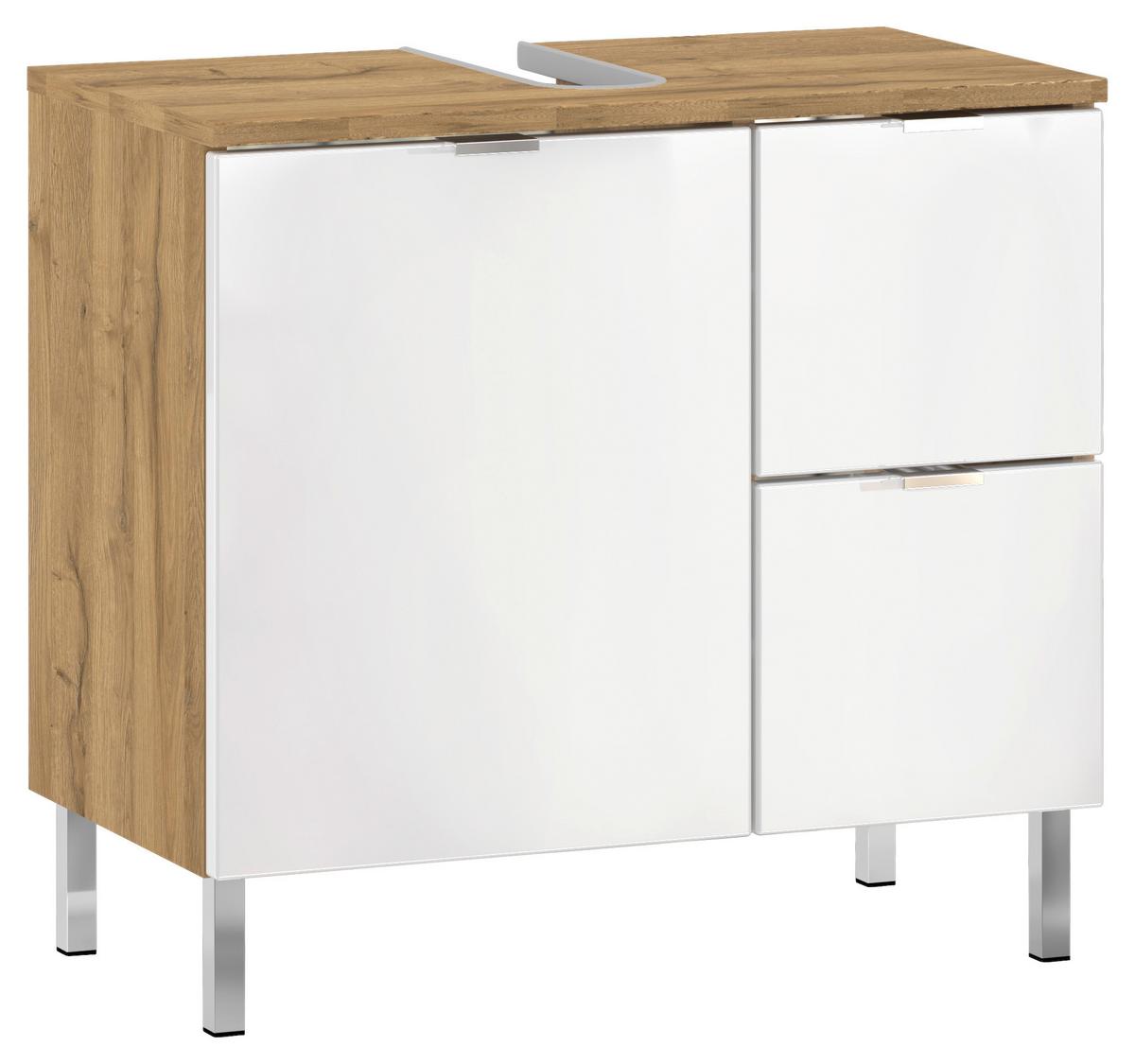 Waschbeckenunterschrank Gw-Mauresa B: 60 cm - Chromfarben/Eichefarben, KONVENTIONELL, Holzwerkstoff (60/56/34cm) - Germania