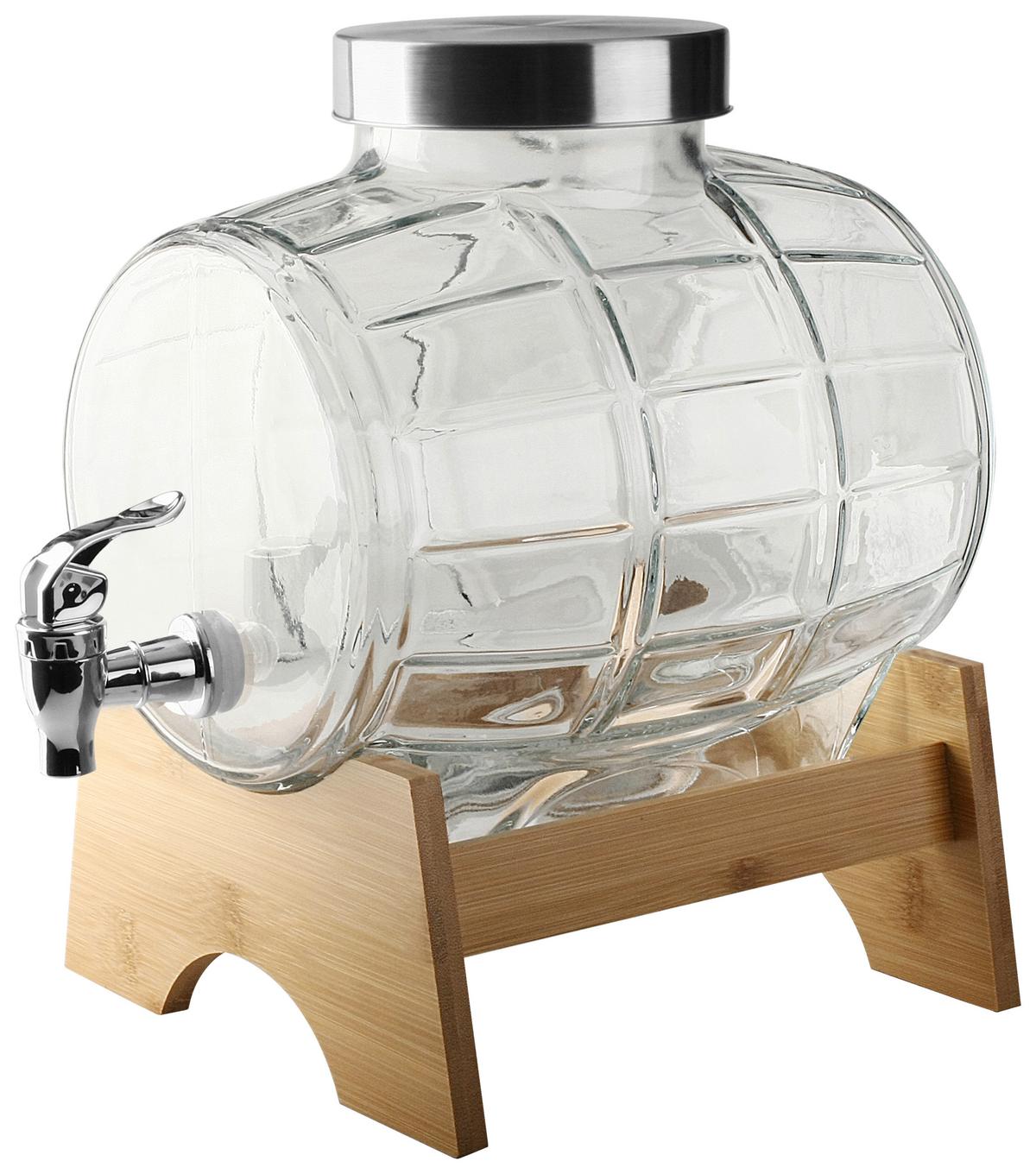 Getränkespender Quinn - Klar/Edelstahlfarben, Basics, Glas/Holz (20.5/20/28.5cm) - James Wood