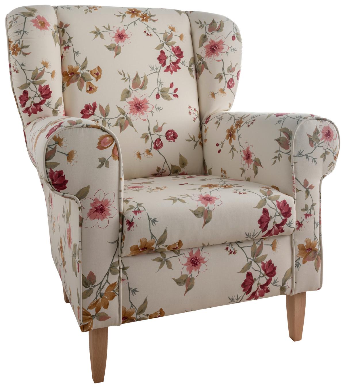 Ohrensessel Asino Beige/Rot B: 80 cm - Beige/Rot, KONVENTIONELL, Textil (80/102/86cm) - Livetastic