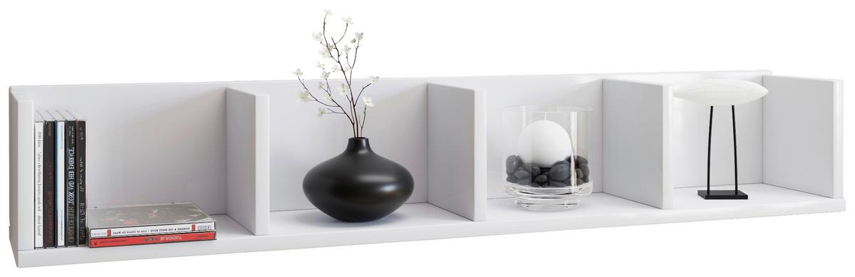 Wandregal Honsa B: 97 Cm Weiß Dekor 4 Fächer - Weiß, KONVENTIONELL, Holzwerkstoff (97/15/17cm) - MID.YOU