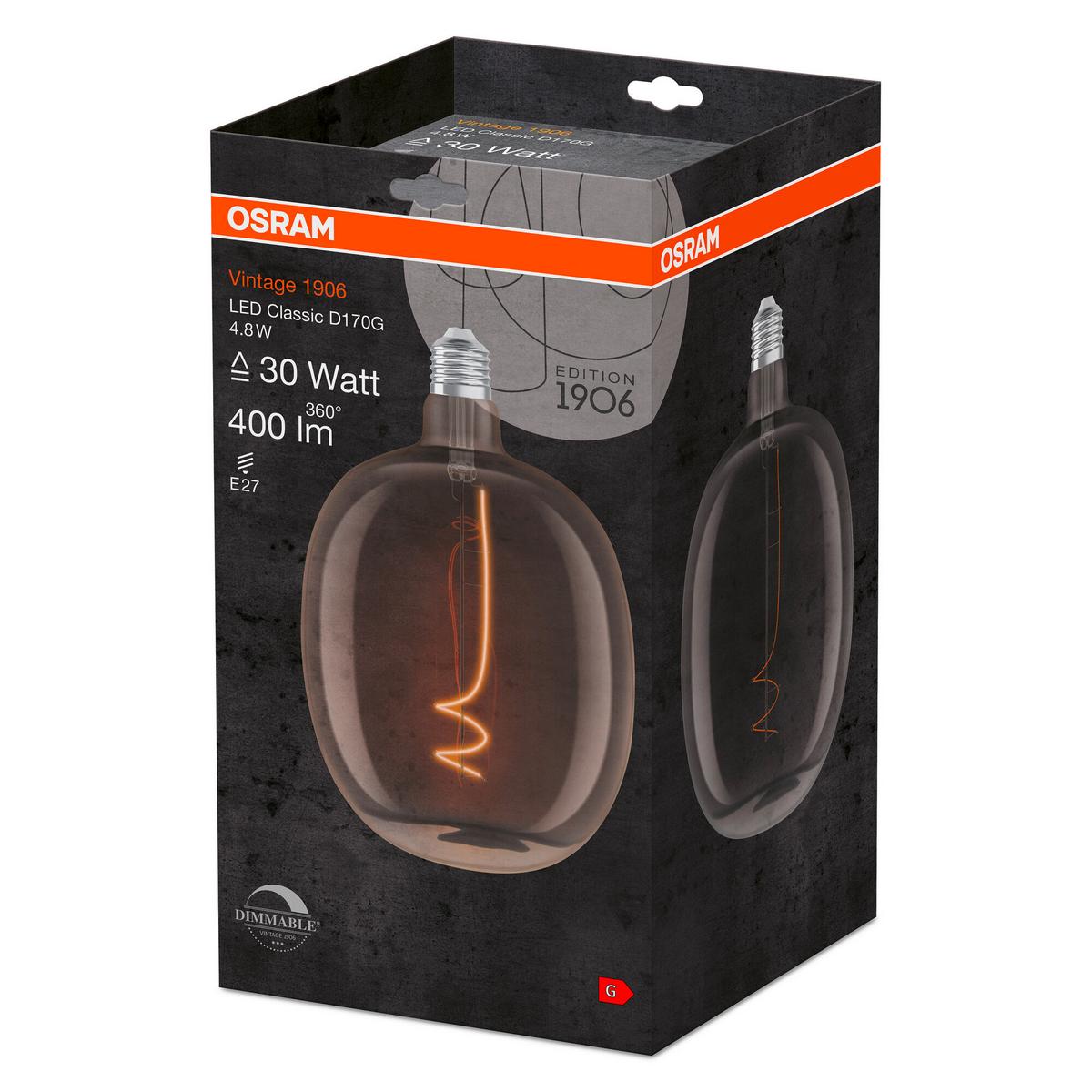 LED-Leuchtmittel Vintage 1906 Led Dim30 4.8w/27 - Klar, Basics, Glas (17/27cm) - Ledvance