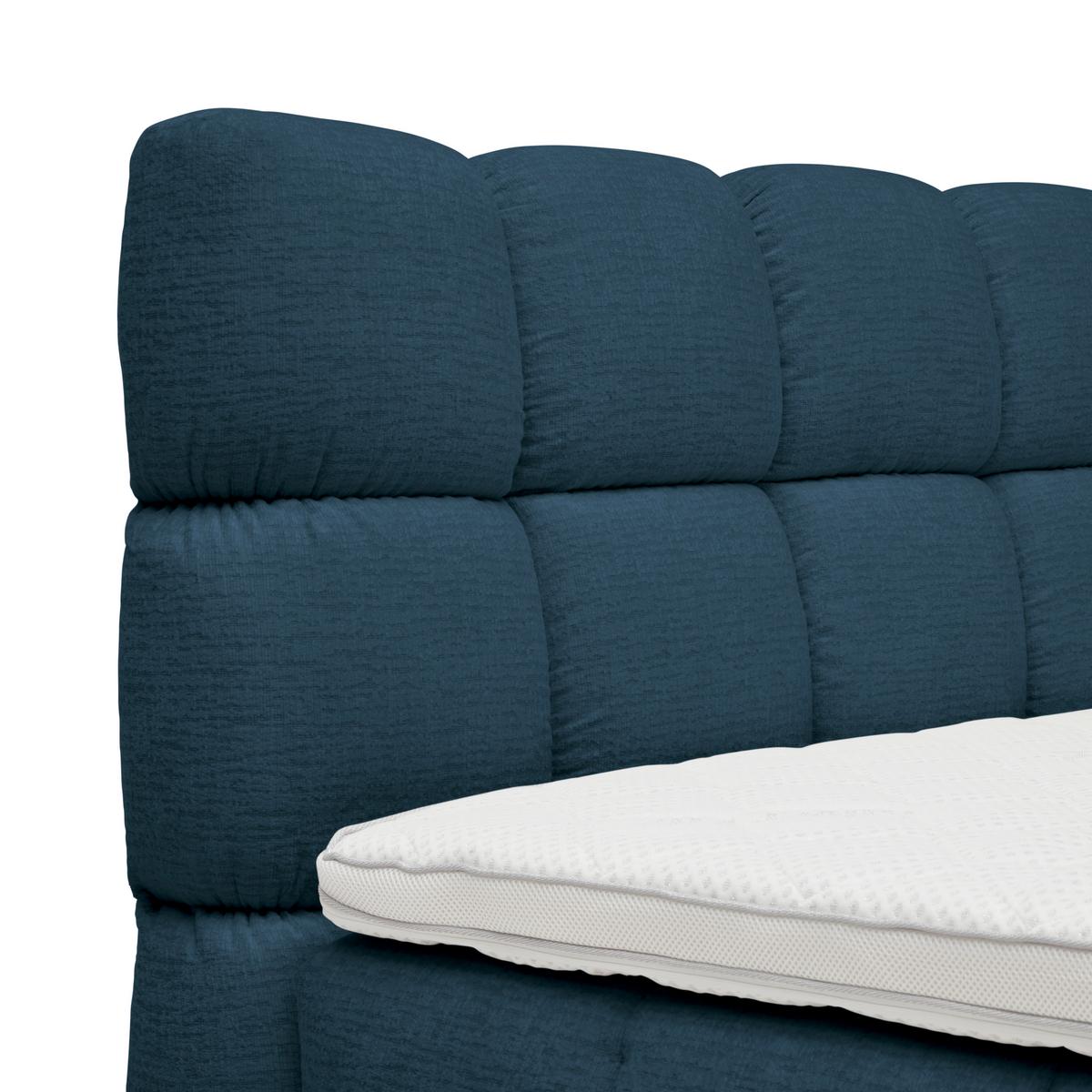 Boxspring postel BUBBLE BOX 180/200 cm, modrá - modrá/černá, Konvenční, kov/dřevo (180/200cm) - Premium Living