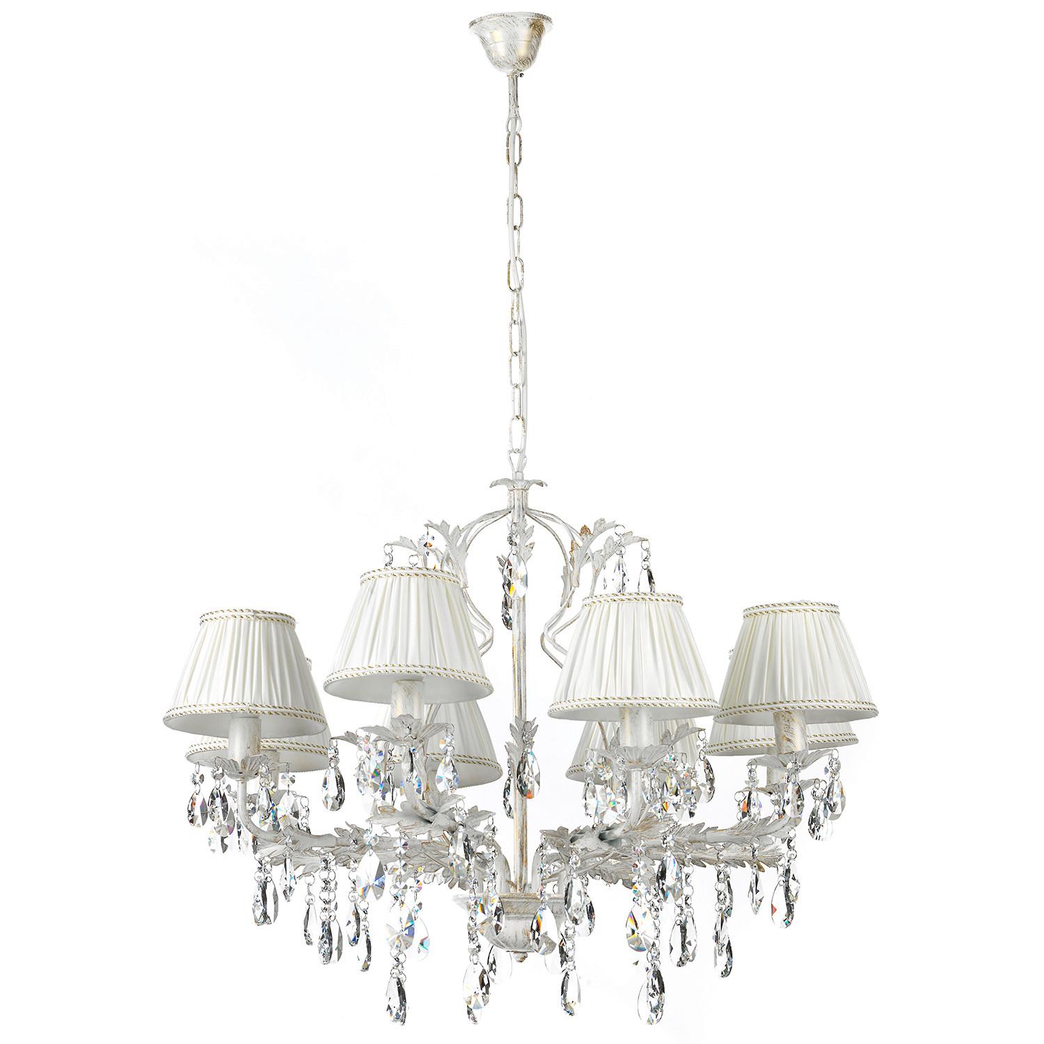 Kristall-hängeleuchte 4669/8 - Weiß, Natur, Glas/Textil (80/105cm)