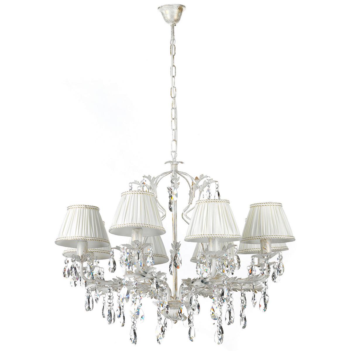 Kristall-Hängeleuchte 4669/8 - Weiß, Natur, Glas/Textil (80/105cm)