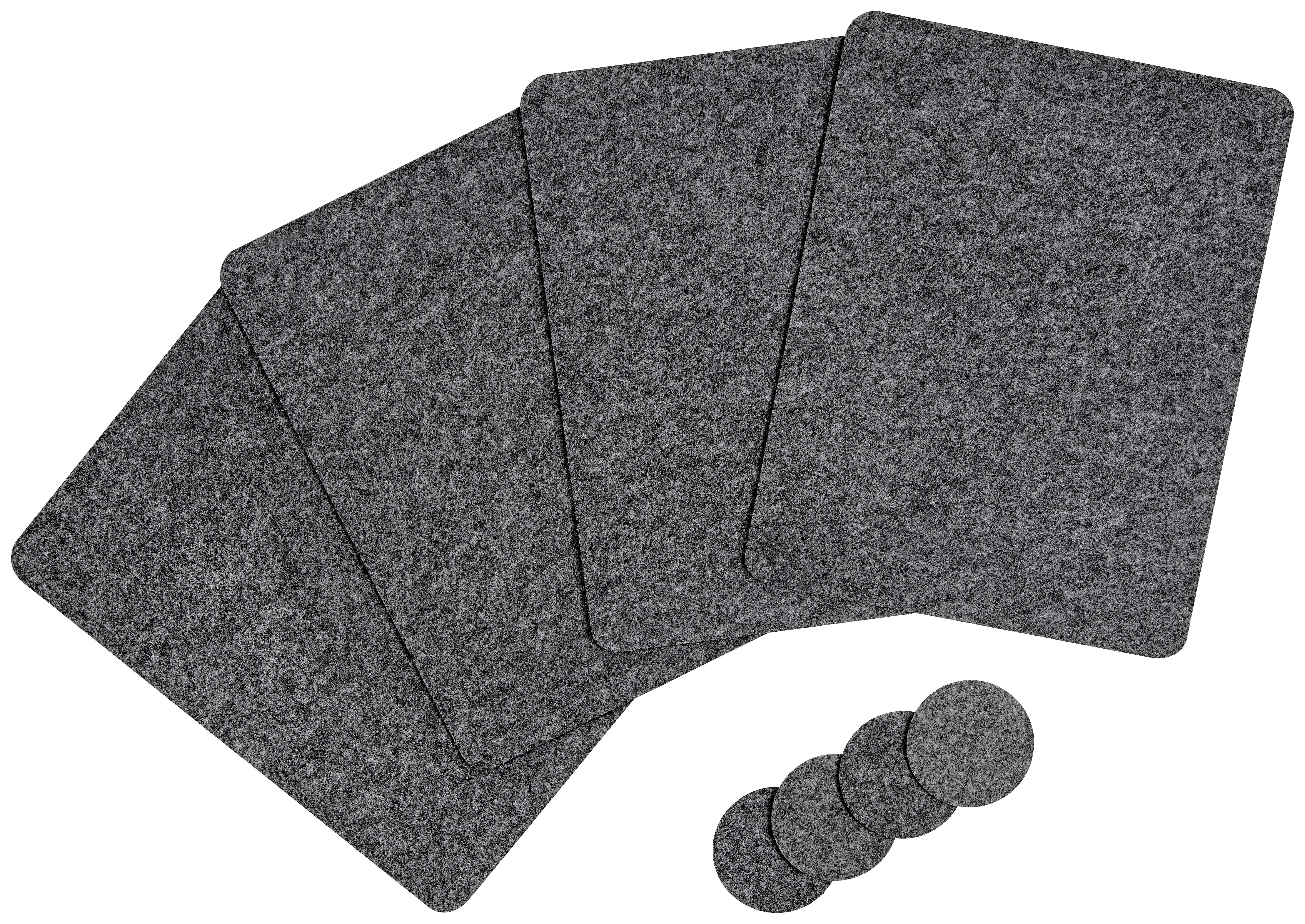 Tischset + Untersetzer Darleen B/L: ca. 35/45cm, D: 10cm - Grau, Basics, Textil (36/45cm)