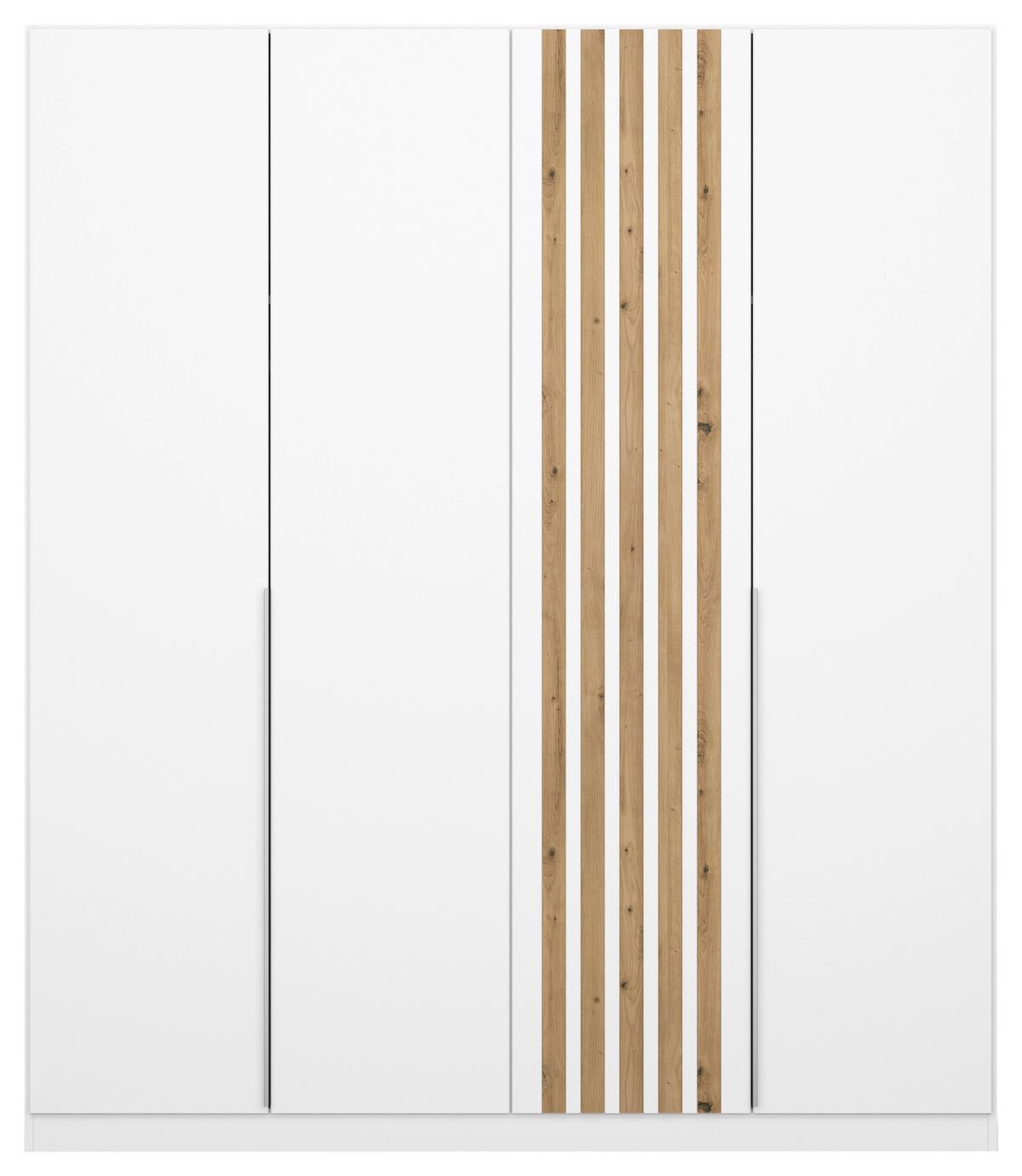 Drehtürenschrank 181 cm Lamella Weiß/Eiche Dekor - Weiß/Eiche Artisan, MODERN, Holzwerkstoff (181/210/54cm) - Rauch Möbel