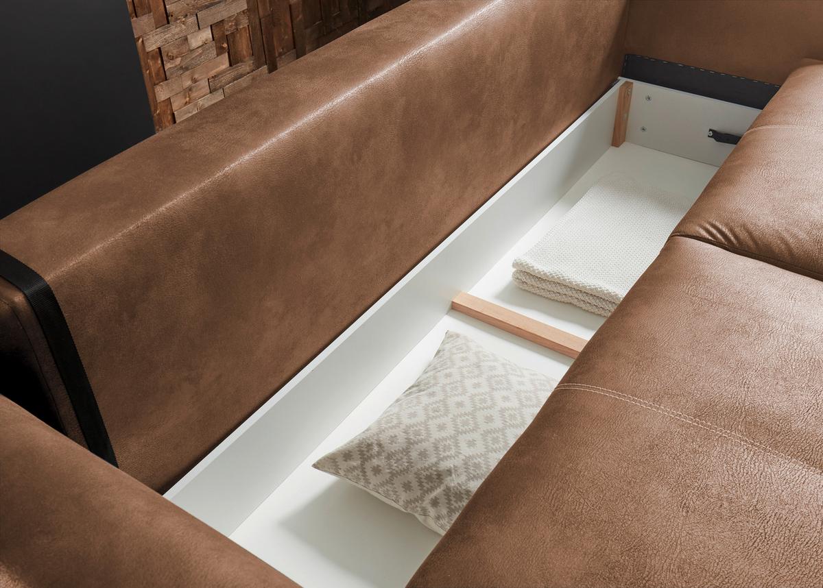 Schlafsofa Dolan Lux.3dl Hellbraun - Hellbraun/Chromfarben, MODERN, Textil (245/85/115cm) - Livetastic