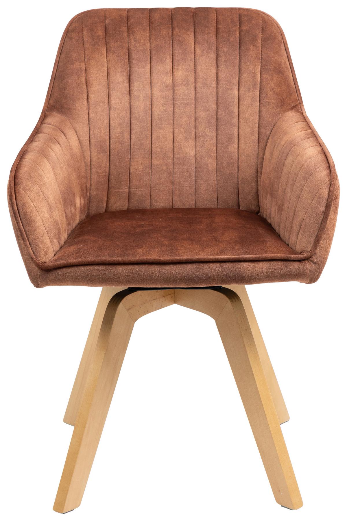 Armlehnstuhl Hanna drehbar Samt Braun,sitzfl. 180° Drehb. - Buchefarben/Braun, KONVENTIONELL, Holz/Textil (63/83/63cm) - MID.YOU