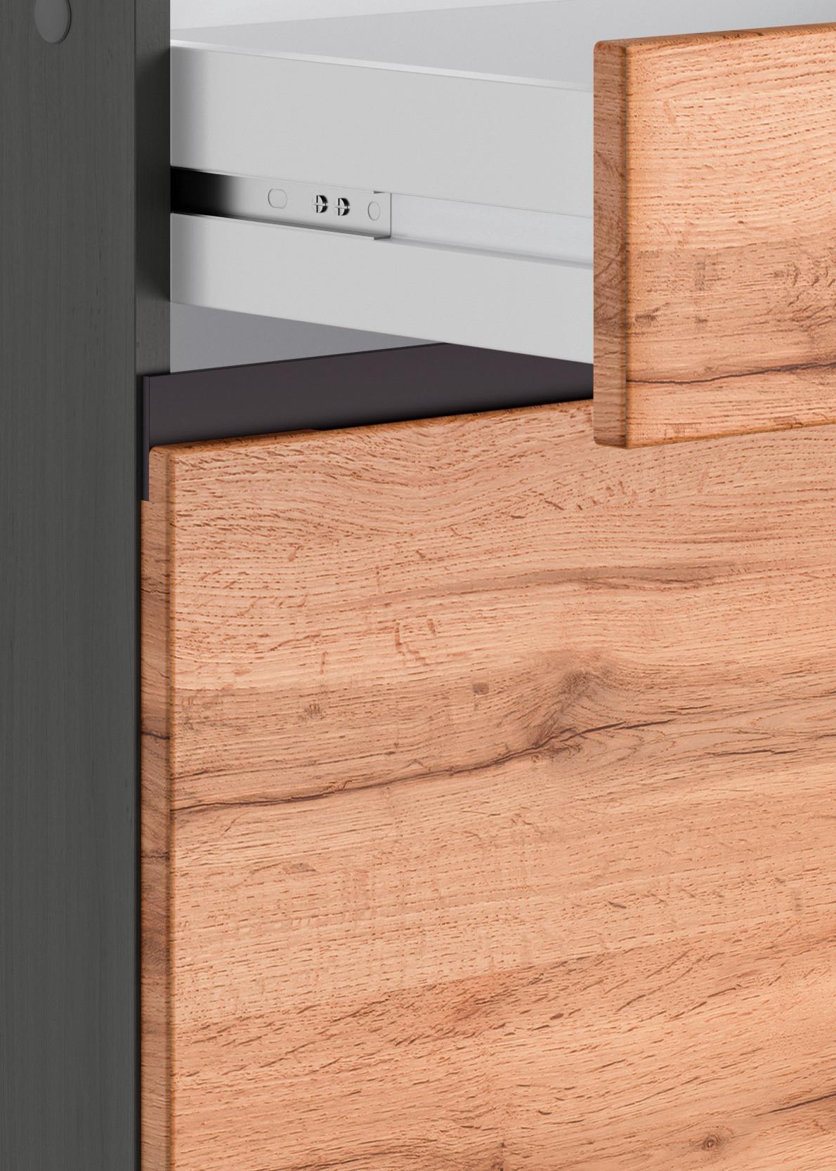 Küchenunterschrank in Eiche & Graphit mit Schubladen