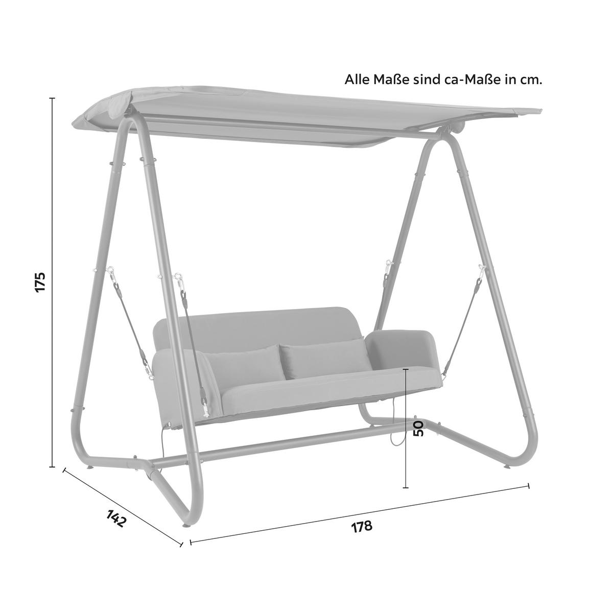 Hollywoodská houpačka ILVA BLU modrá - modrá/tmavě šedá, Moderní, kov/textil (178/175/142cm) - Bessagi Garden